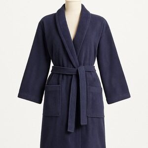Frette Navy Blue Terry Cloth Robe Luxury Spa‎ Lounge Wear Small Belted Cotton